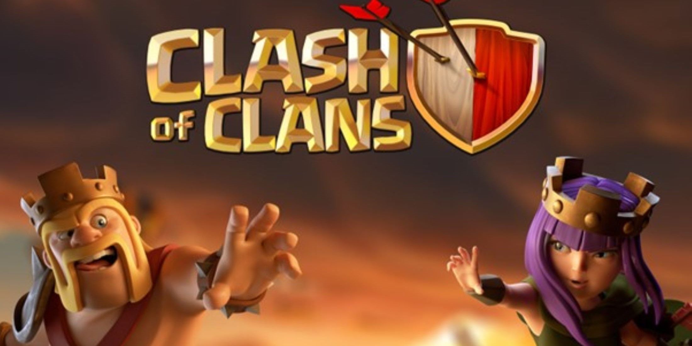 The Barbarian King and Archer Queen from Clash of Clans reaching towards each other