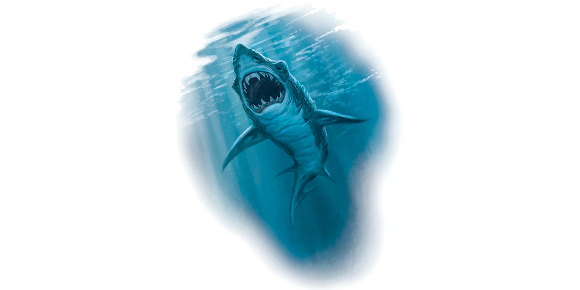 A shark swimming in blue water from Dungeons & Dragons.