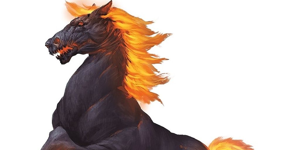 Obsidian horse with fiery mane from Dungeons & Dragons.