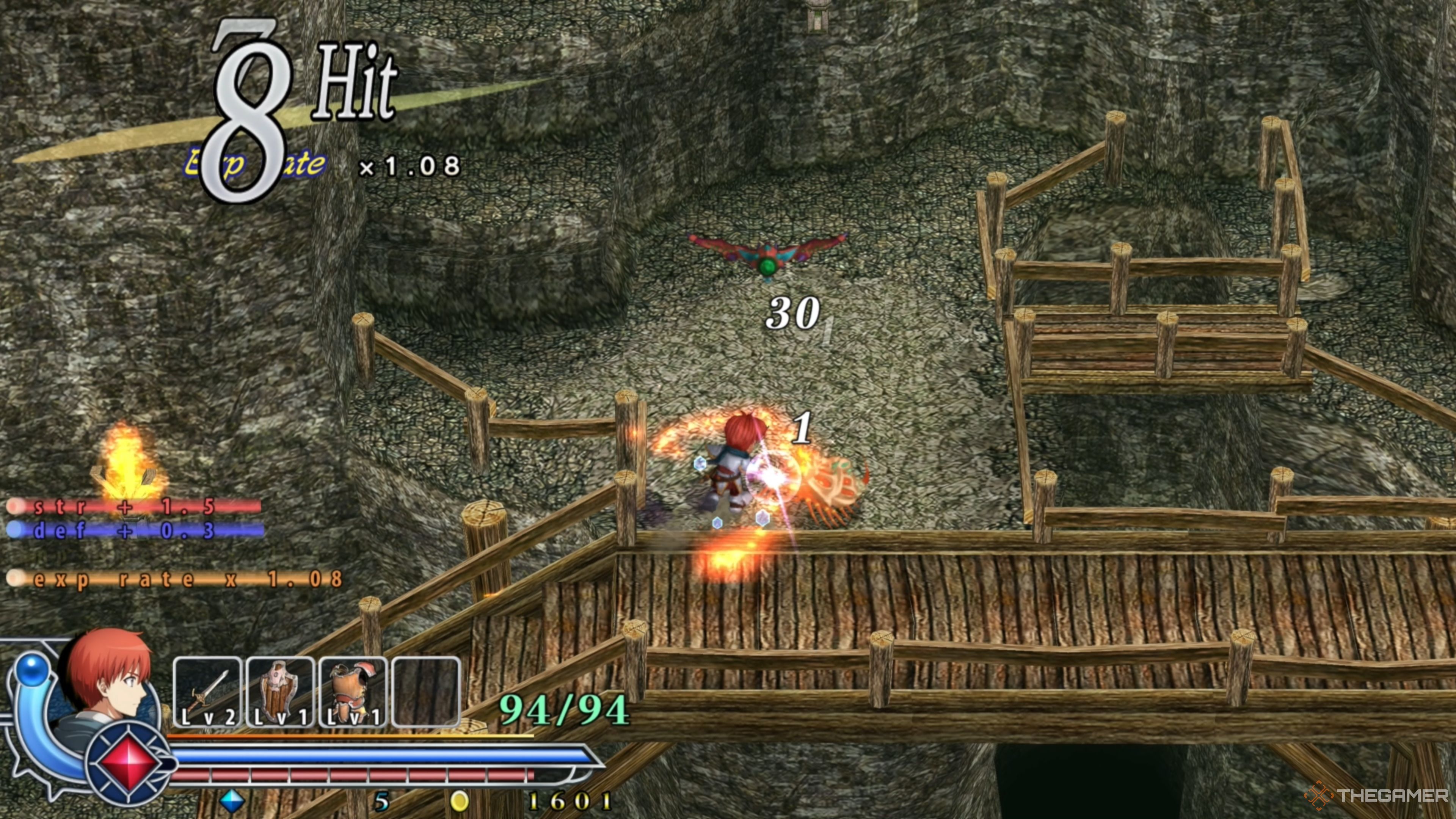 Adol defeating a Mozuk and a Kayron with his Ignis Bracelet in Ys Memoire: The Oath in Felghana.