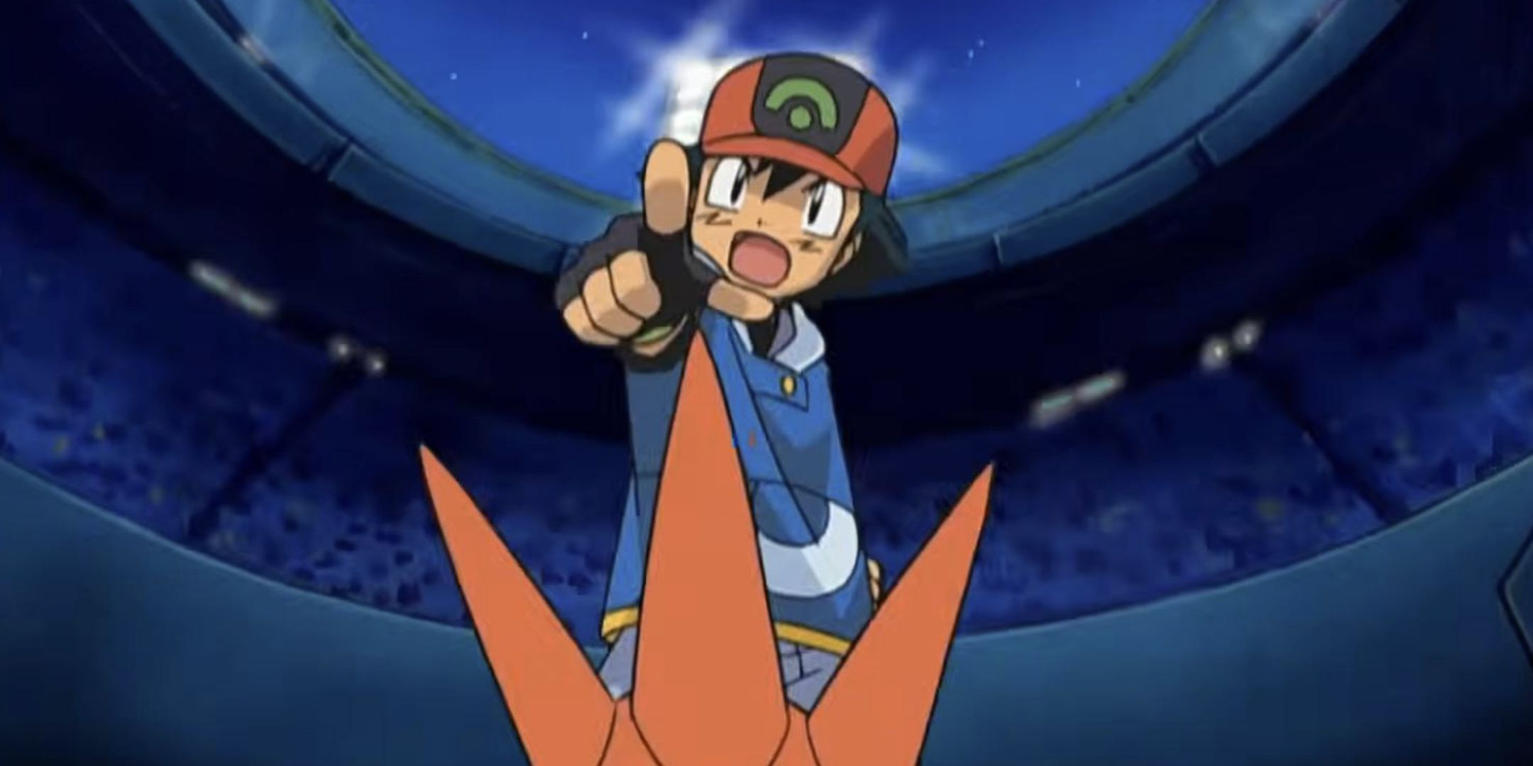 Ash Ketchum points his finger in the Pokemon Advanced intro.