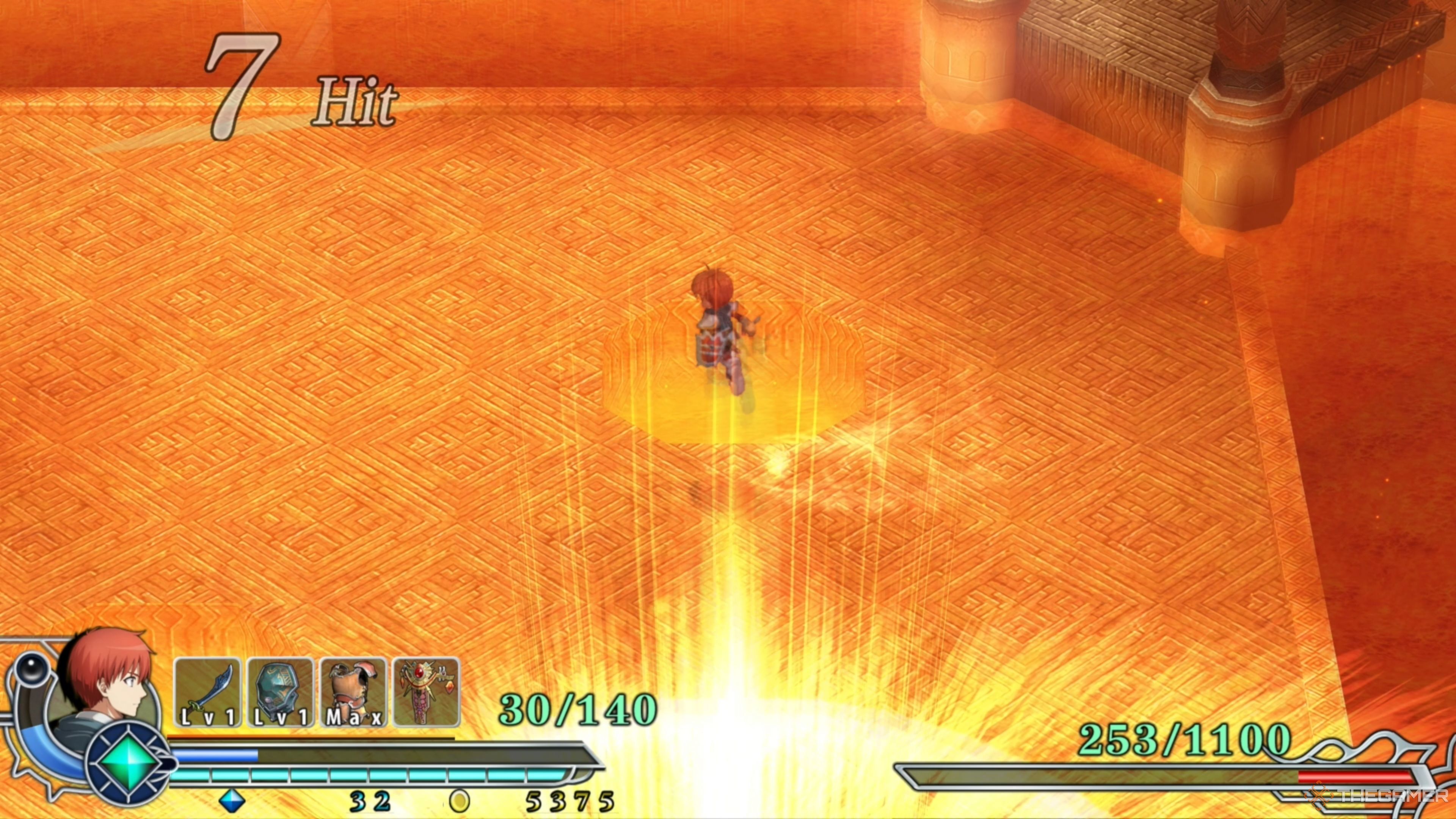 Guilen entering the pits of lava once again in Ys Memoire: The Oath in Felghana.