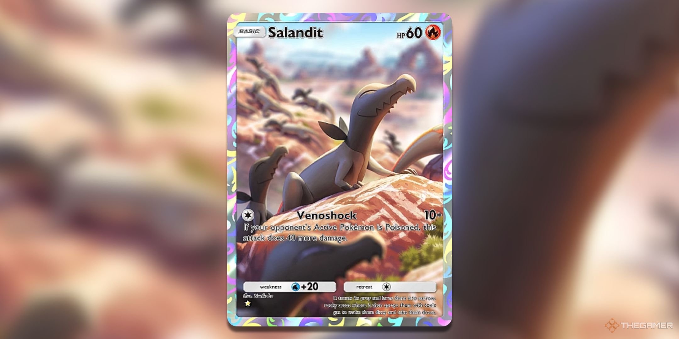 Salandit Mythical Island Pokemon TCG Pocket Illustration Card Art.