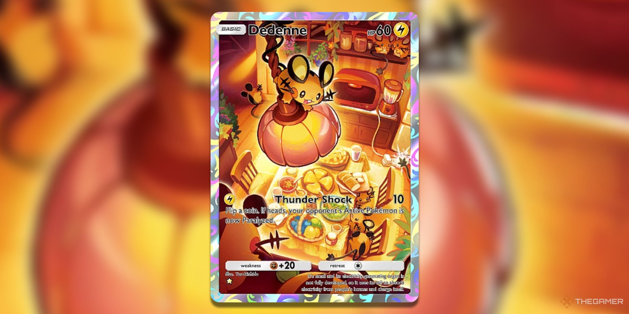 Dedenne Mythical Island Pokemon TCG Pocket Illustration Card Art.