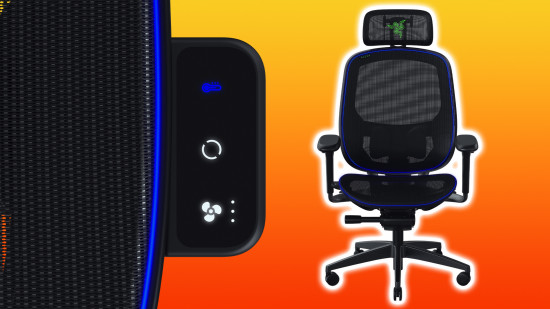 razer ces 2025 project arielle chair next to its touch panel set to cold