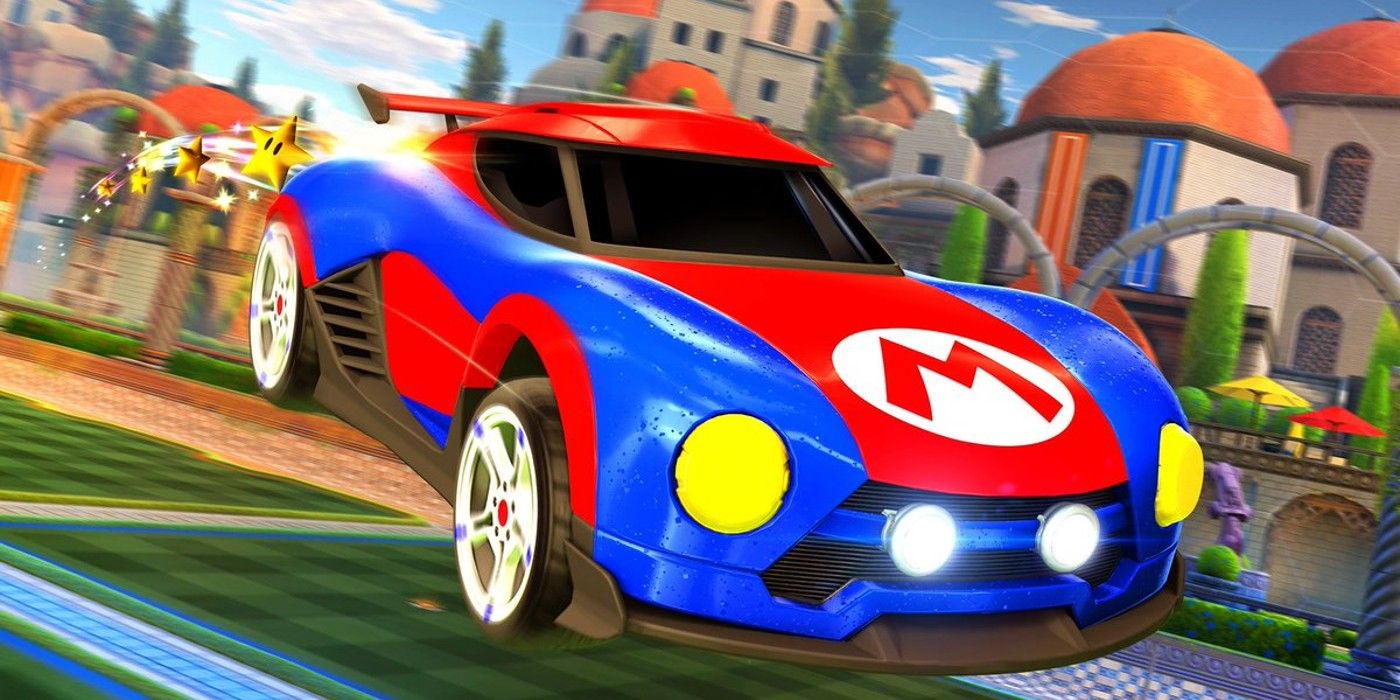 Rocket League Mario NSR close up with star trail in air