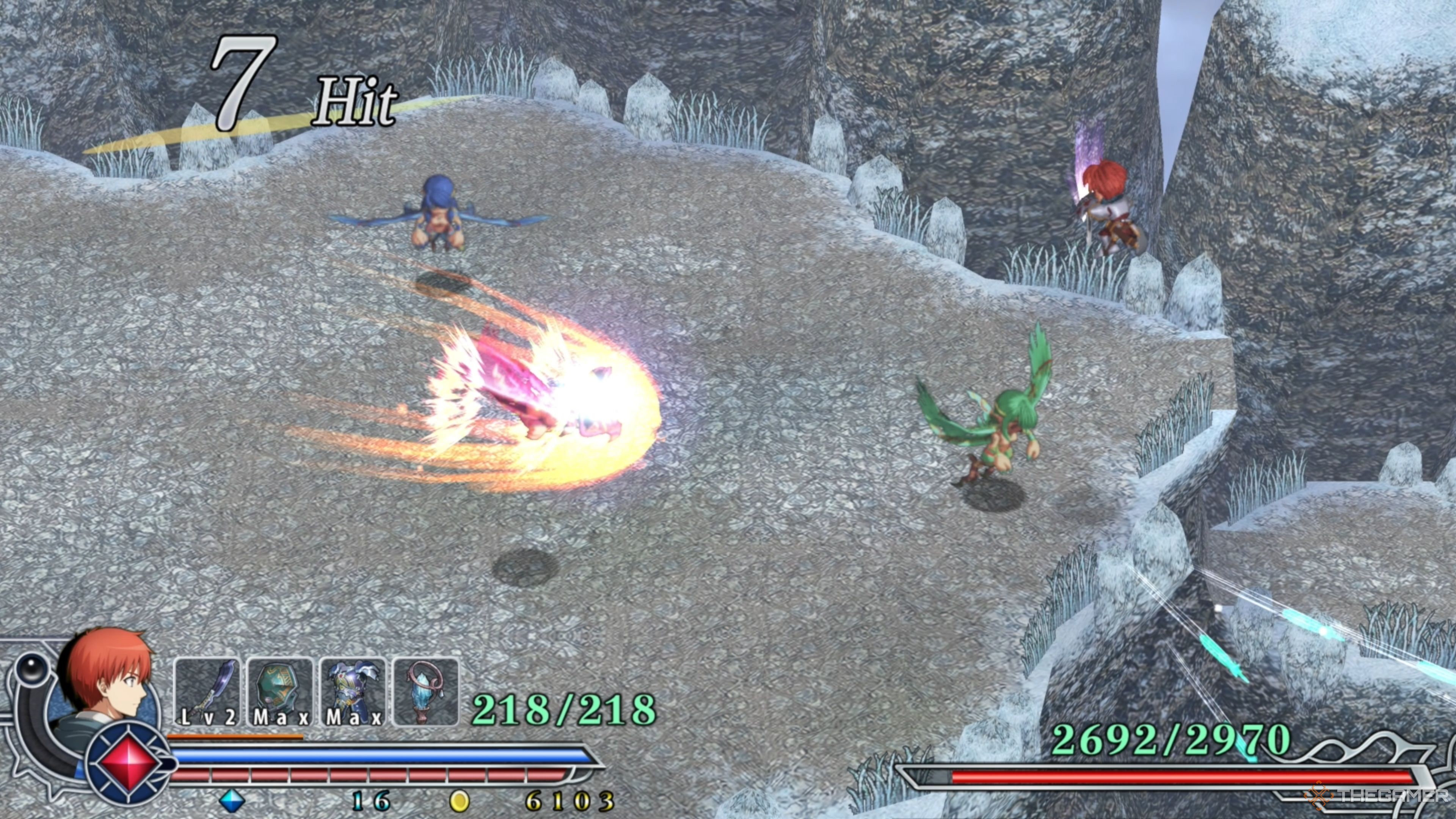 The Red Succubus hurling toward Adol as a Comet in Ys Memoire: The Oath in Felghana. 