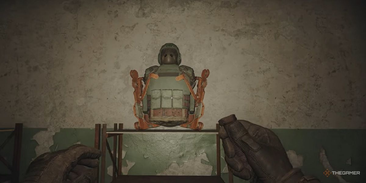 A first-person view of the Operator Exoskeleton in Stalker 2: Heart Of Chornobyl.