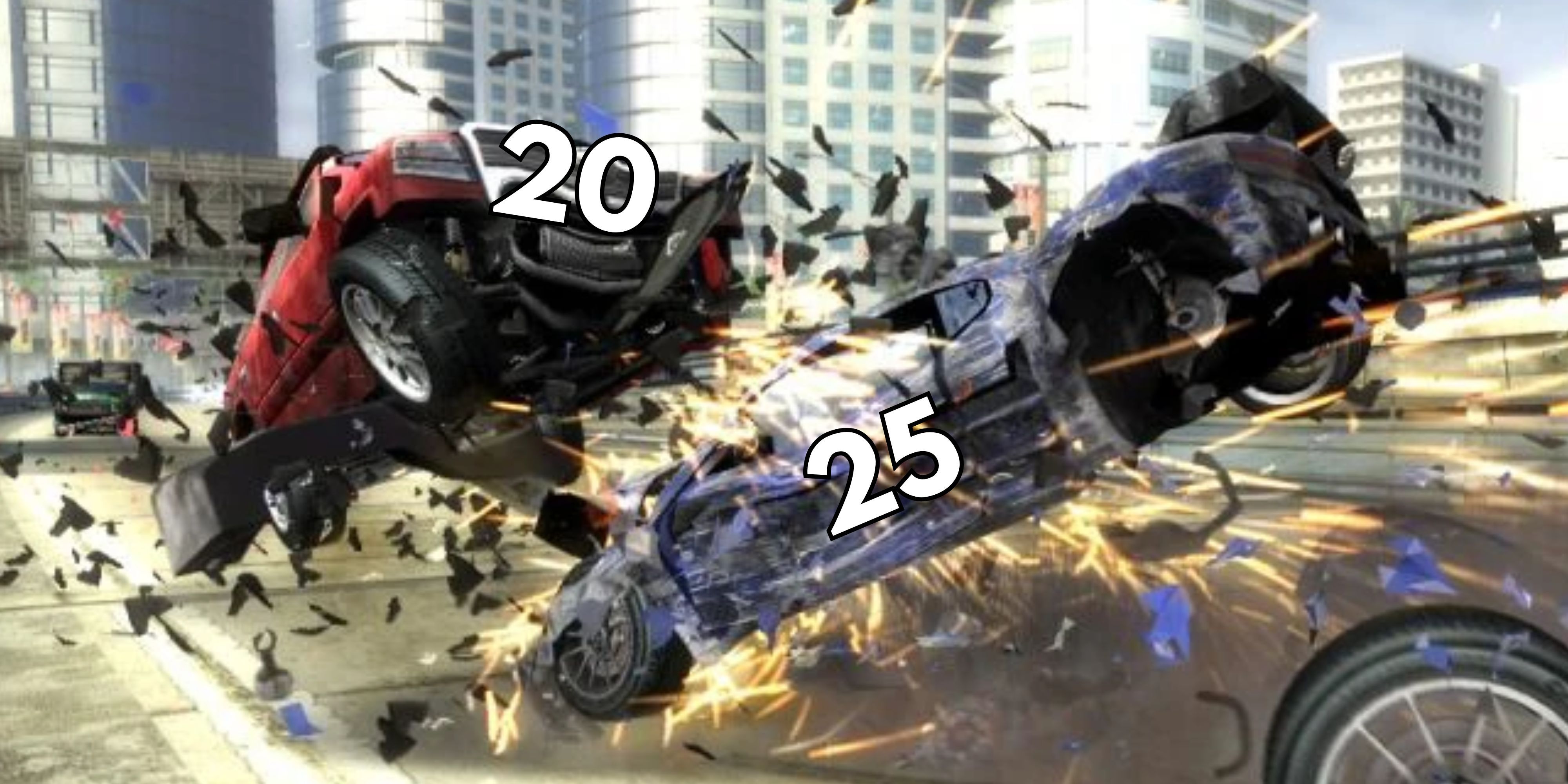 Burnout 3 with 2025 crashing into it