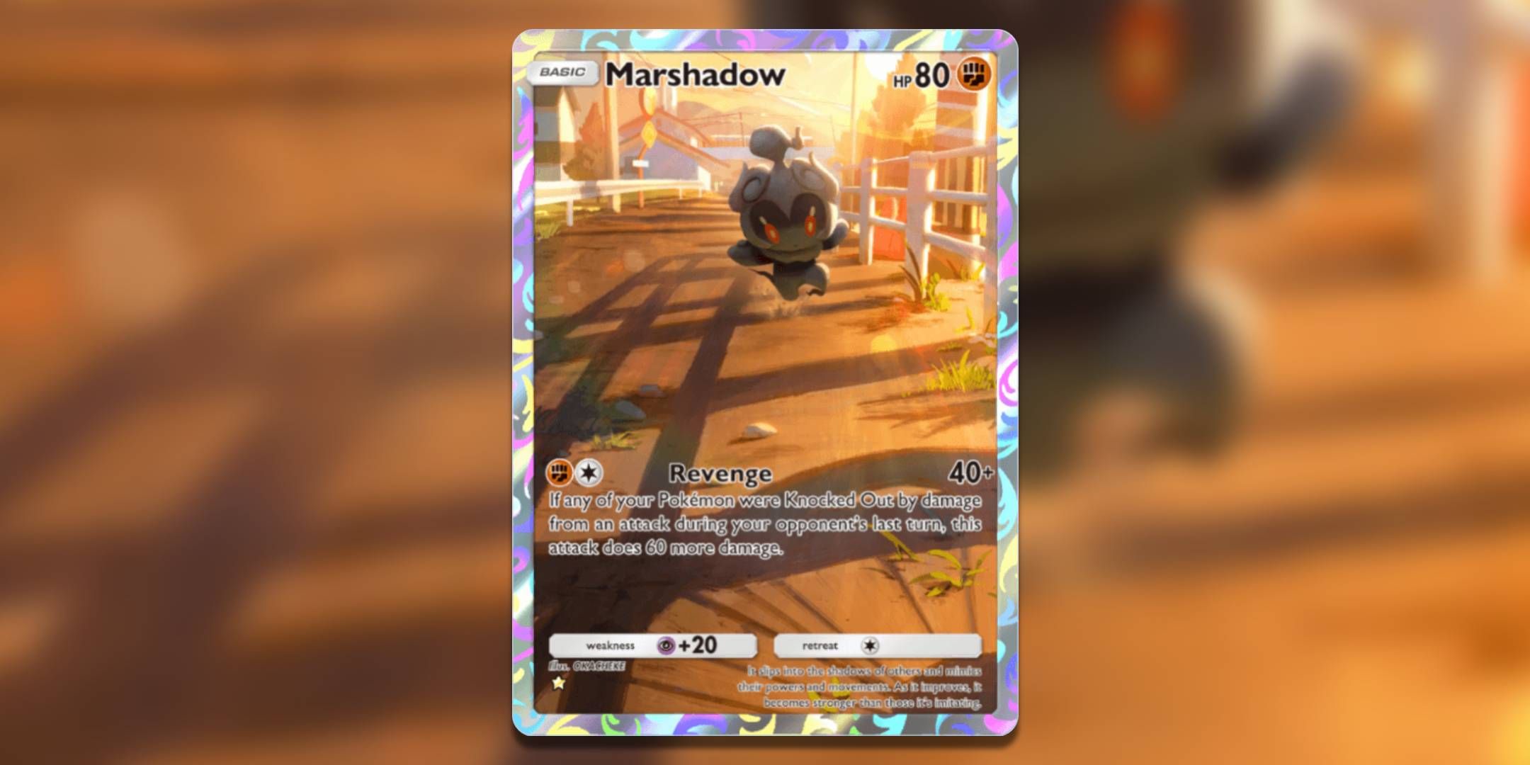 The Pokemon TCG Pocket card Marshadow by OKACHEKE.