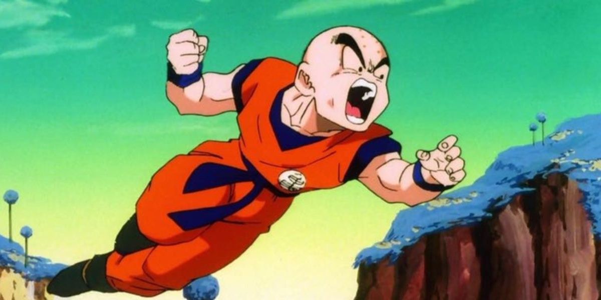 Krillin attacks the robots in Dragon Ball Z: Return of Cooler