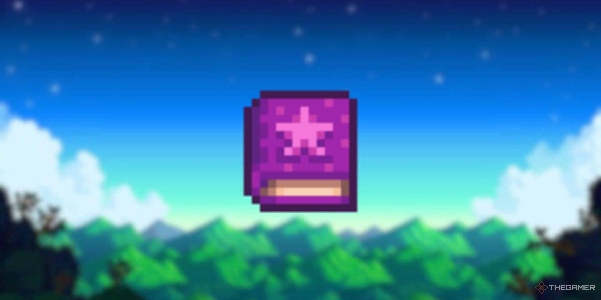 Stardew Valley Book Of Stars Book Of Power Over A Blurred Background.