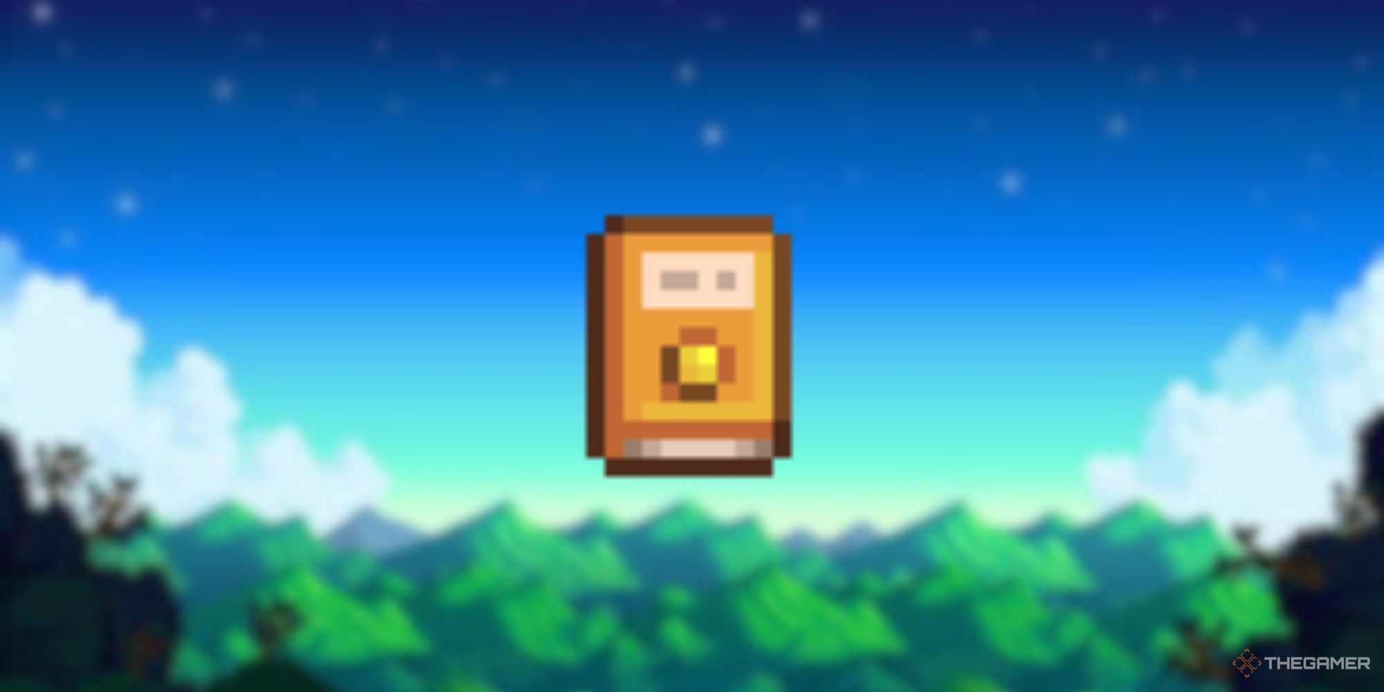 Stardew Valley Price Catalogue Book Of Power Over A Blurred Background.