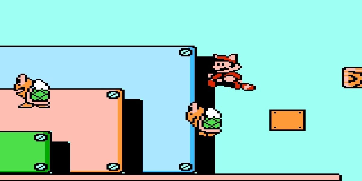 mario jumping on a koopa in smb3