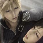 Screenshot from Final Fantasy 7 Advent Children showing Cloud holding an unconscious Tifa in his arms.