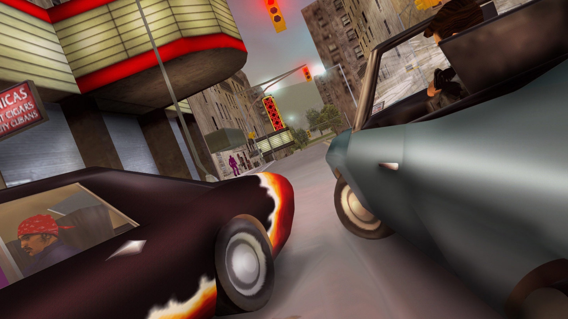 GTA 3 ex Rockstar dev interview: Two people in cars in Rockstar open-world game Grand Theft Auto 3