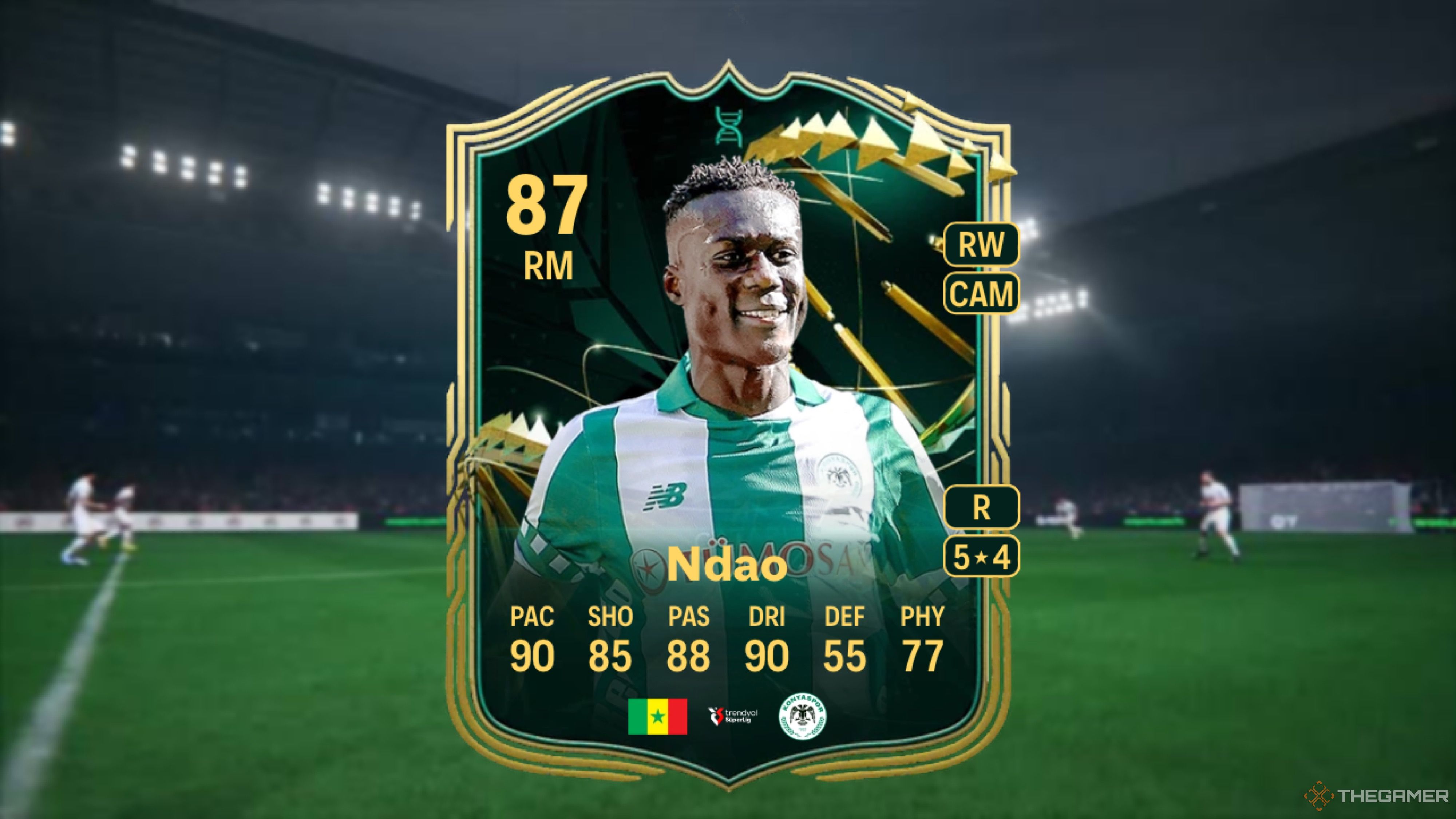 EA Sports FC 25 Image showing Ndao card against a faded stadium background.