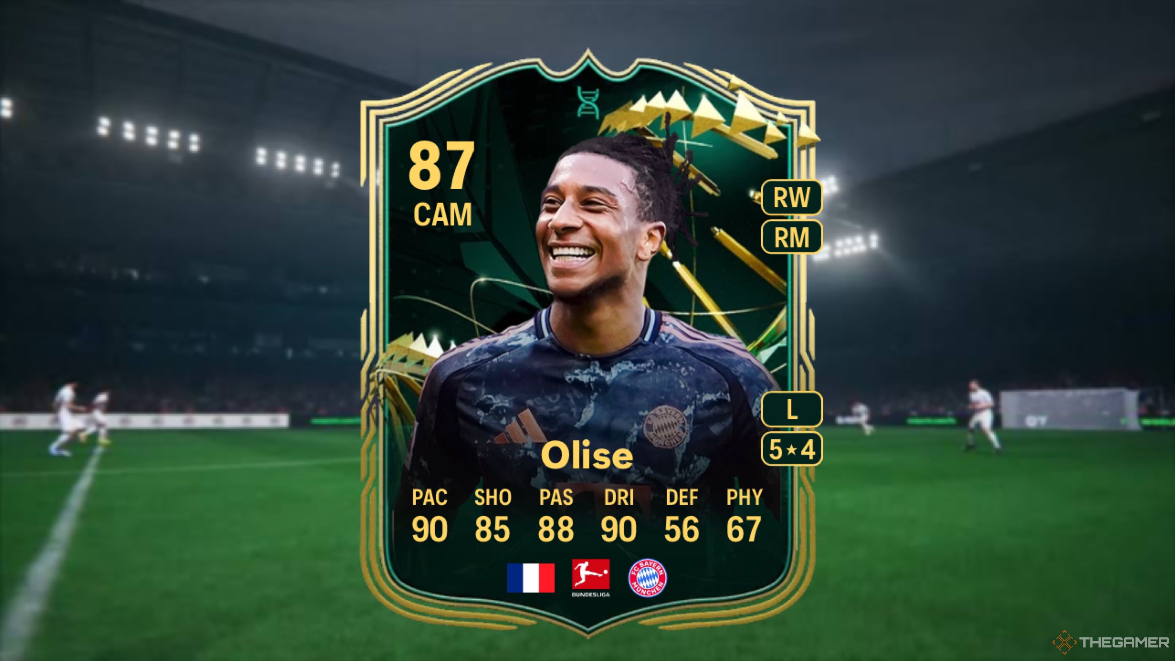 EA Sports FC 25 Image showing Olise card against a faded stadium background.