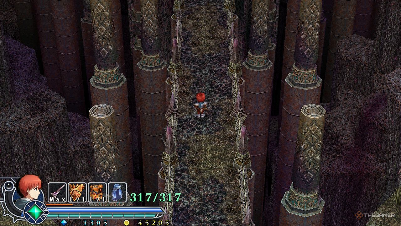 Adol walking along the path into the Dark Shrine in ys memoire the oath in felghana.