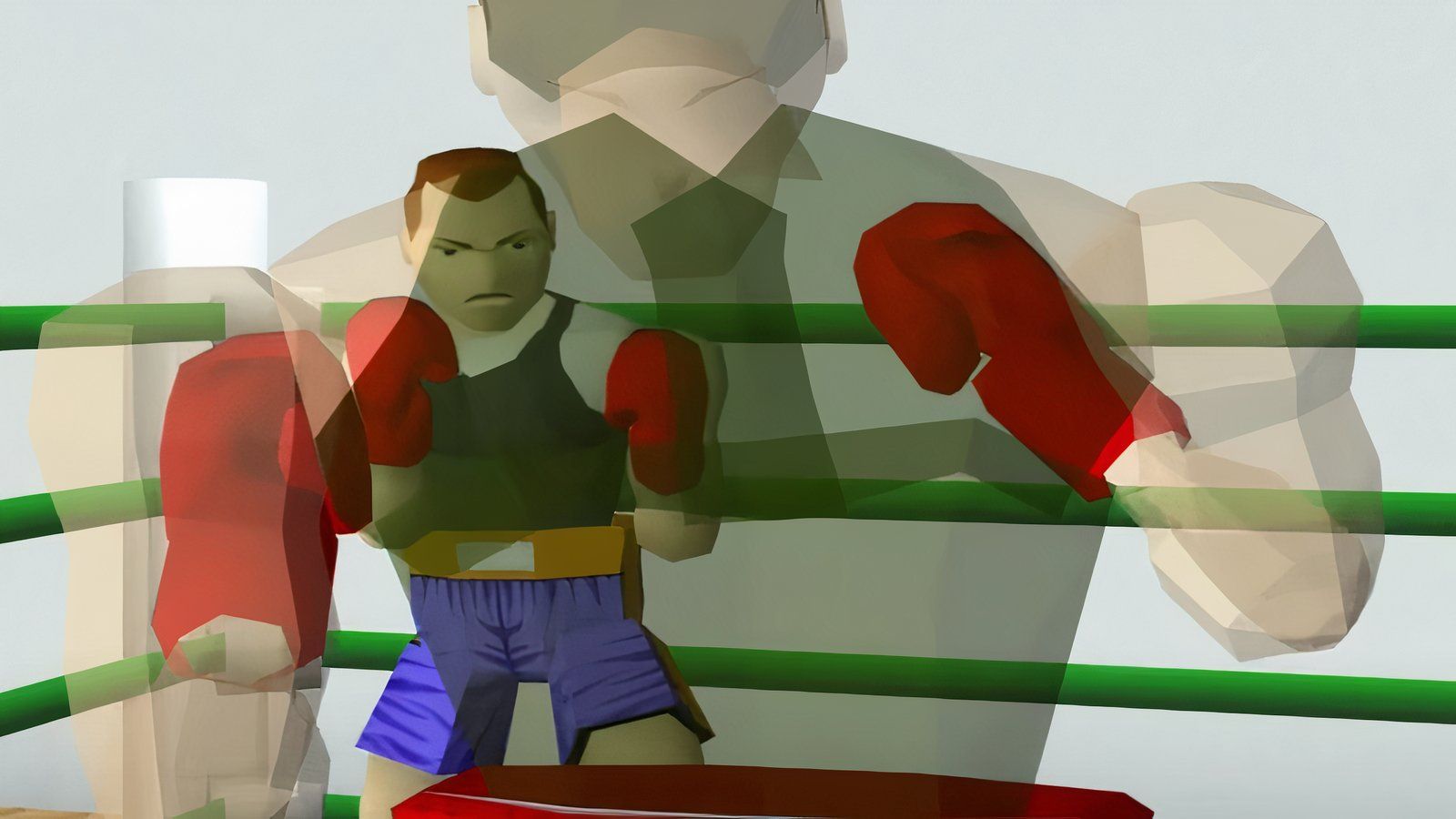 A see-through your own character in Boxer's Road, with the opponent facing the camera.