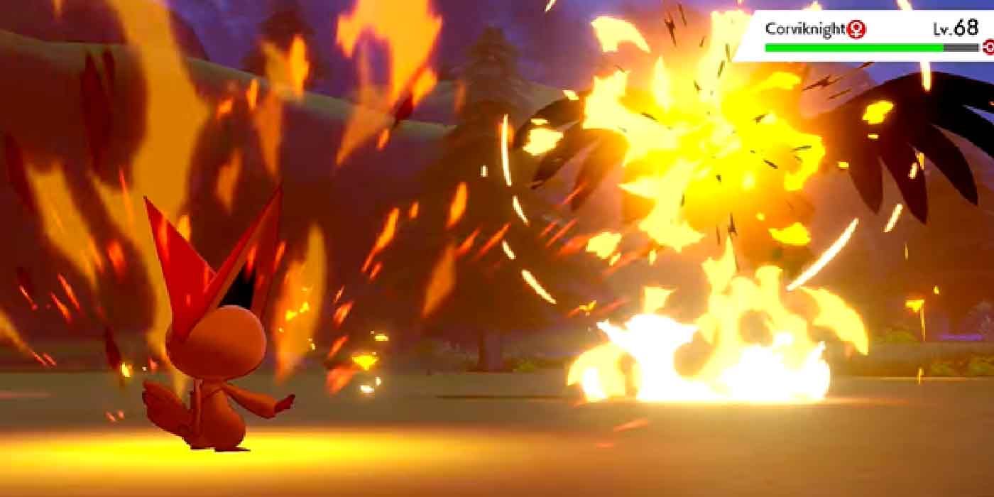 Searing Shot Being Used By Victini In Pokemon Sword & Shield