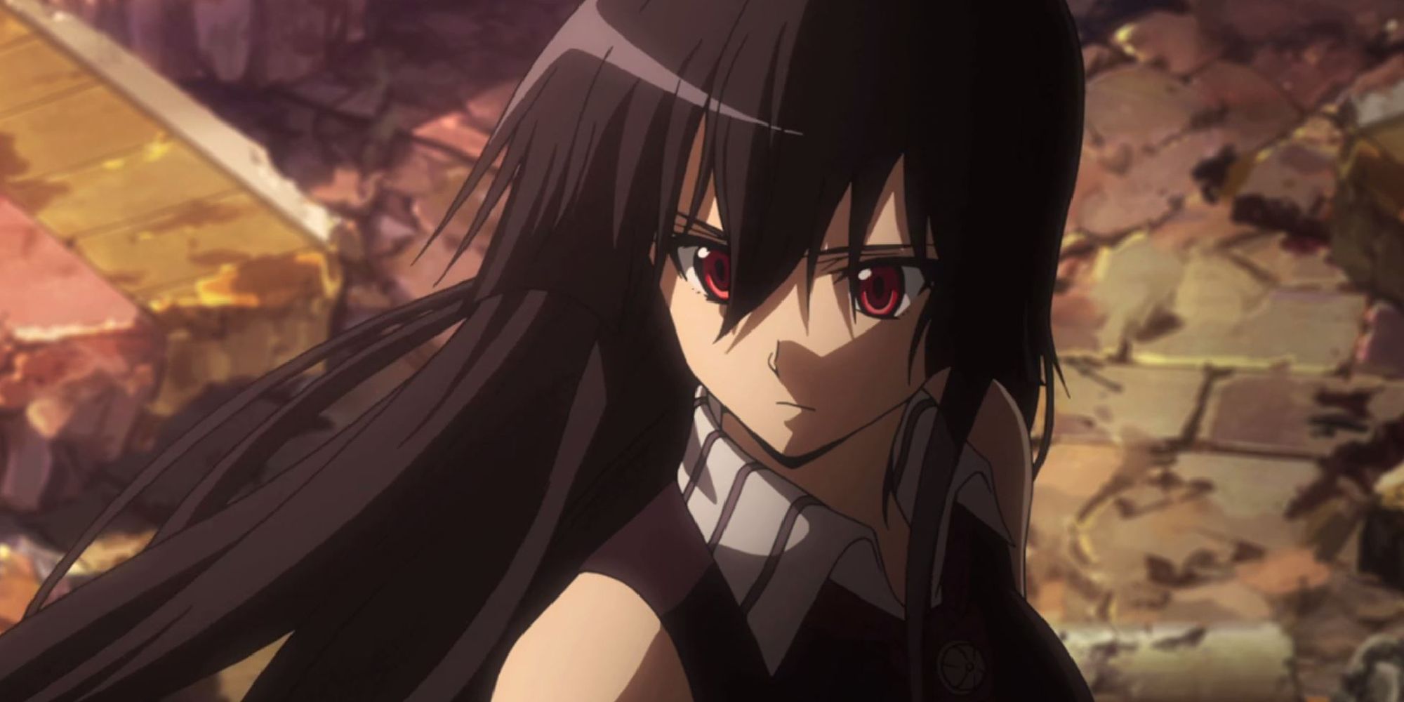 Overhead shot of Akame looking off-screen in Akame Ga Kill