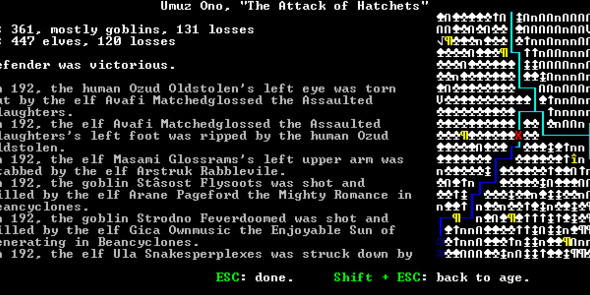 Description of the 'Attack of Hatchets' in Dwarf Fortress.