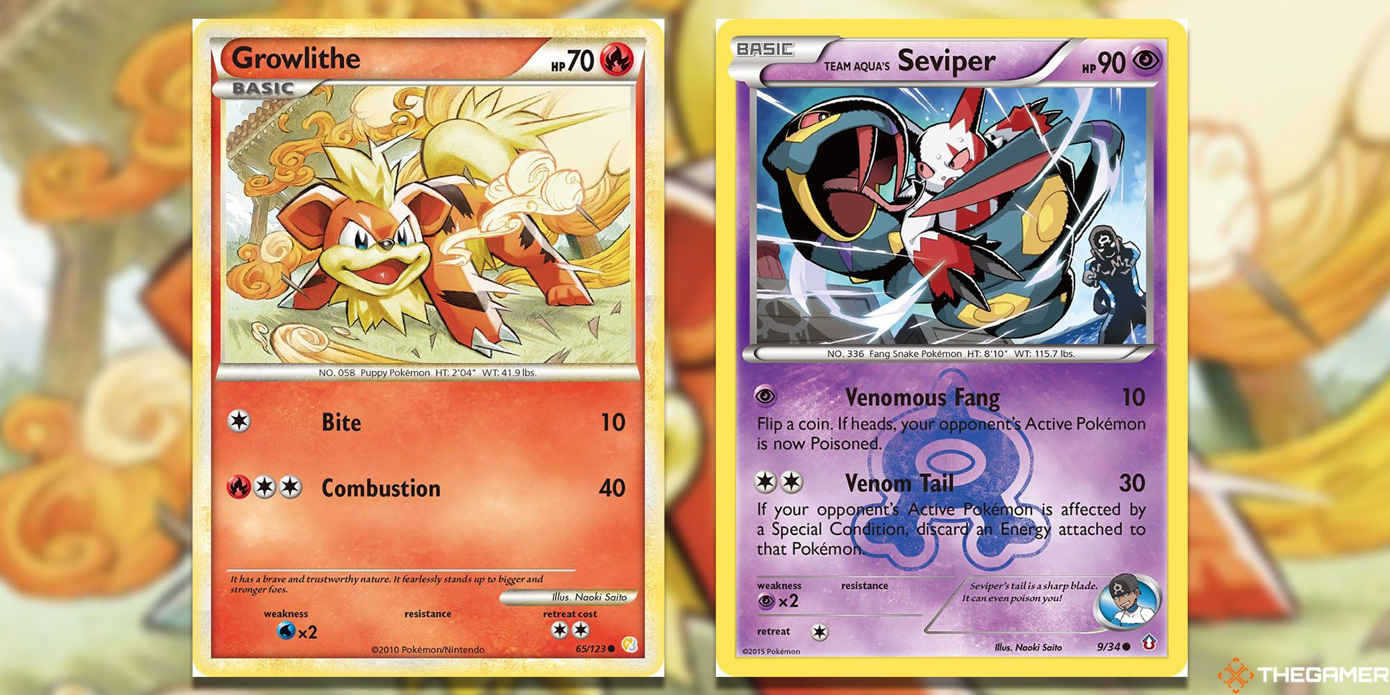 Naoki Saito's Growlithe and Seviper cards.