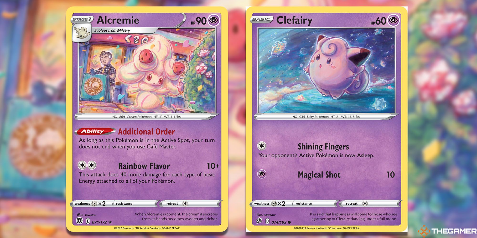 Sowsow's Alcremie and Clefairy cards.