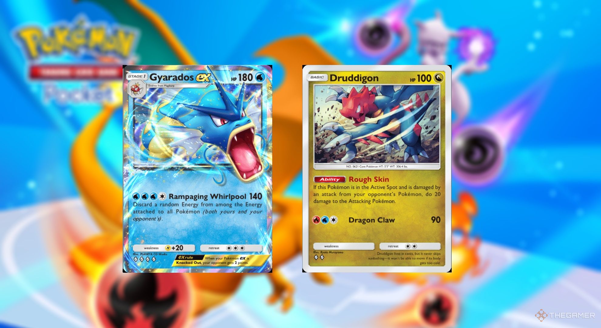 Gyarados and Druddigon in Pokémon TCG Pocket.