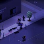 A player being pursued by a horde of zombies in PC survival game Project Zomboid