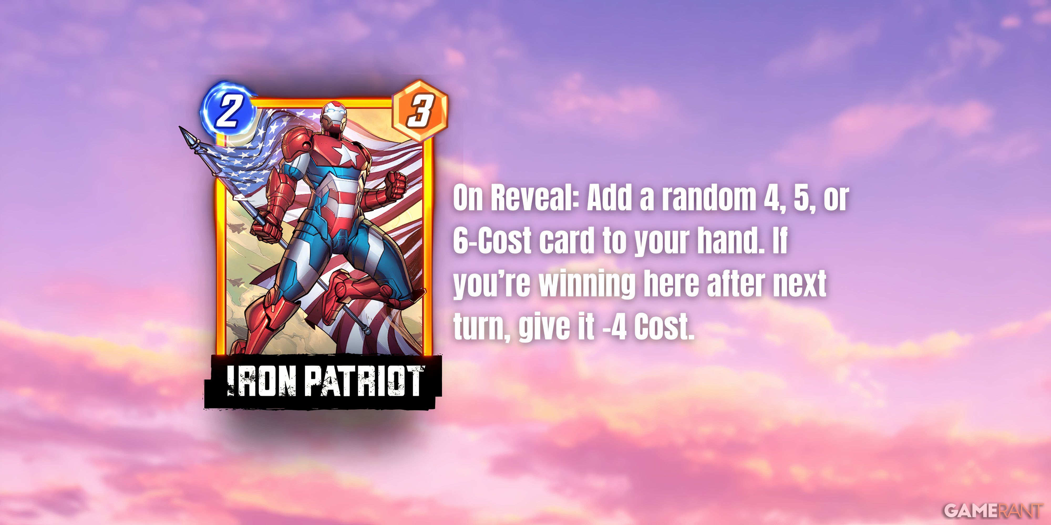 marvel snap's iron patriot card description.