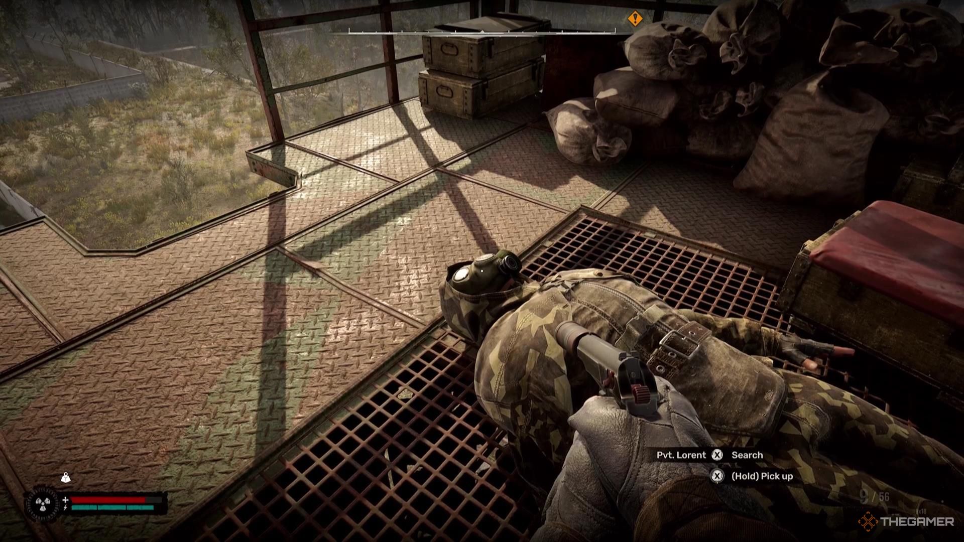 Looking at a corpse with Skif's Pistol in Stalker 2.