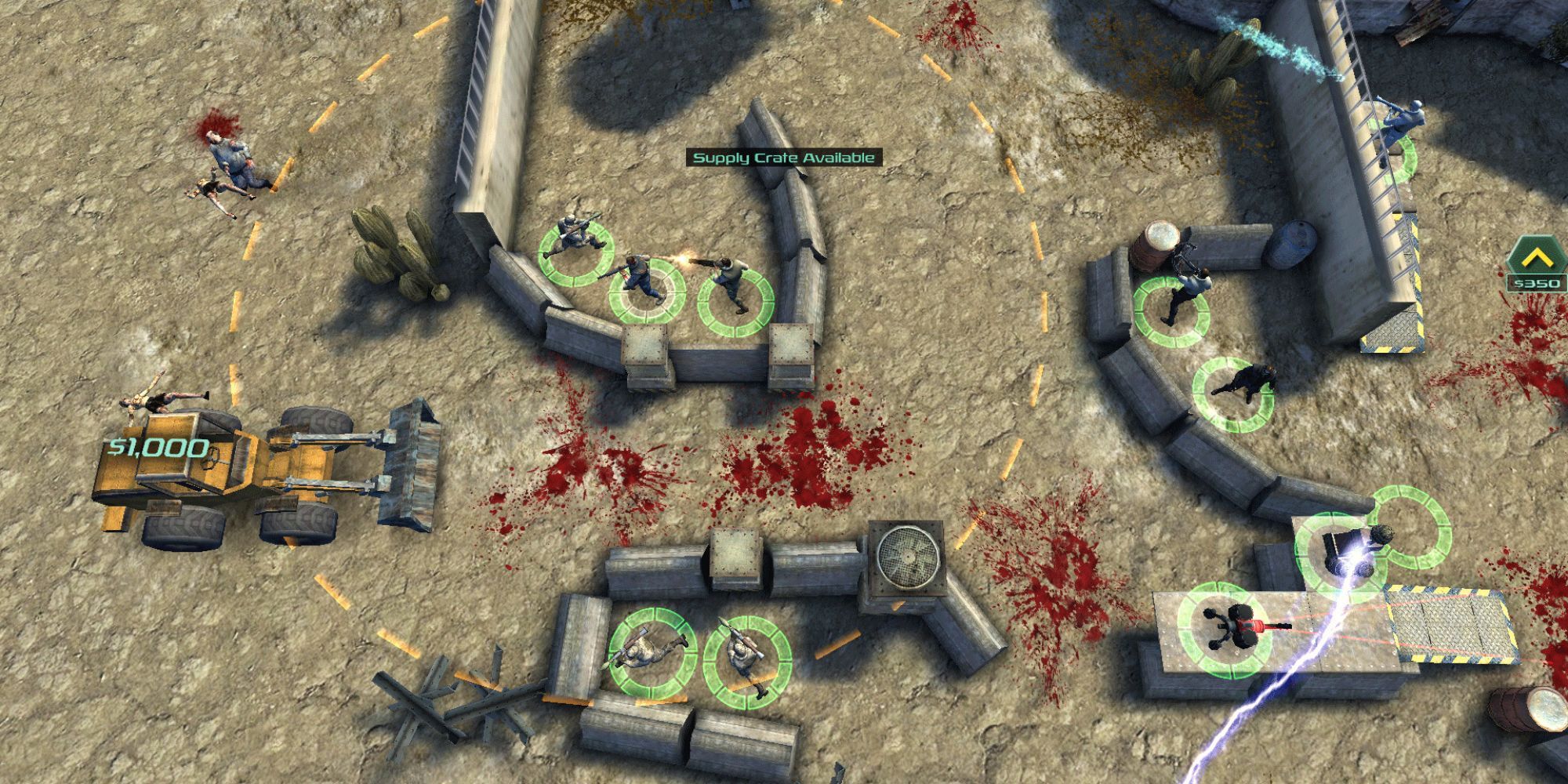 Zombie Defense overhead battlefield troops firing