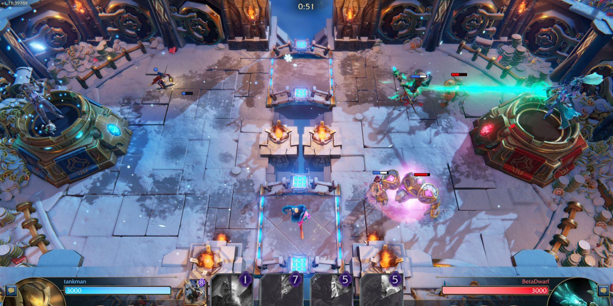 Minion Masters arena battle screen