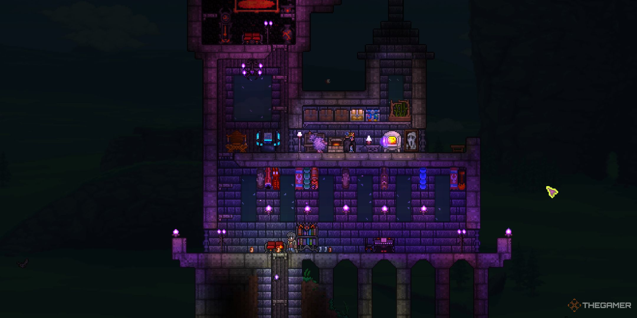 A player standing in their Terraria base.