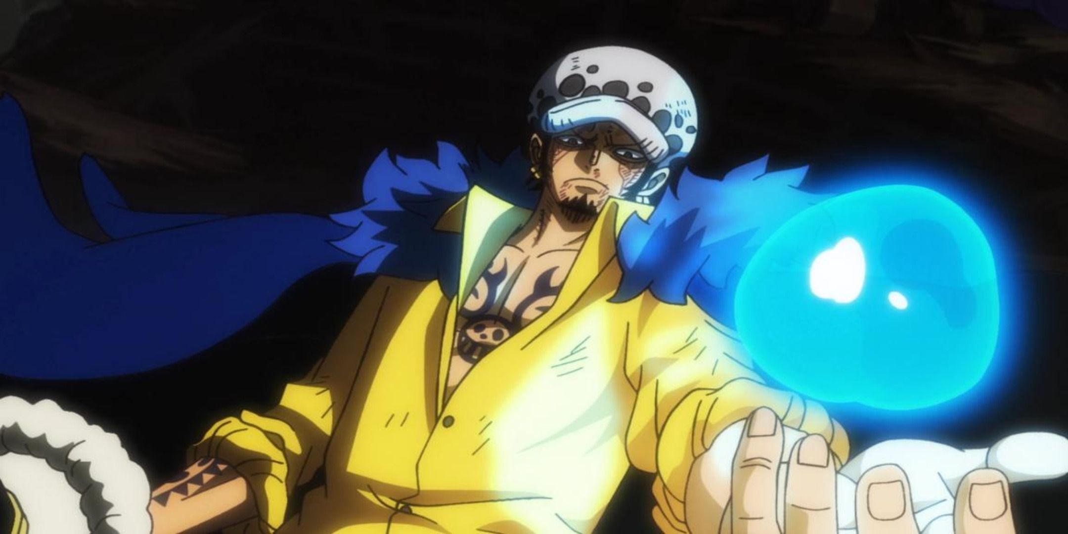 Trafalgar Law using his devil fruit ability in One Piece.