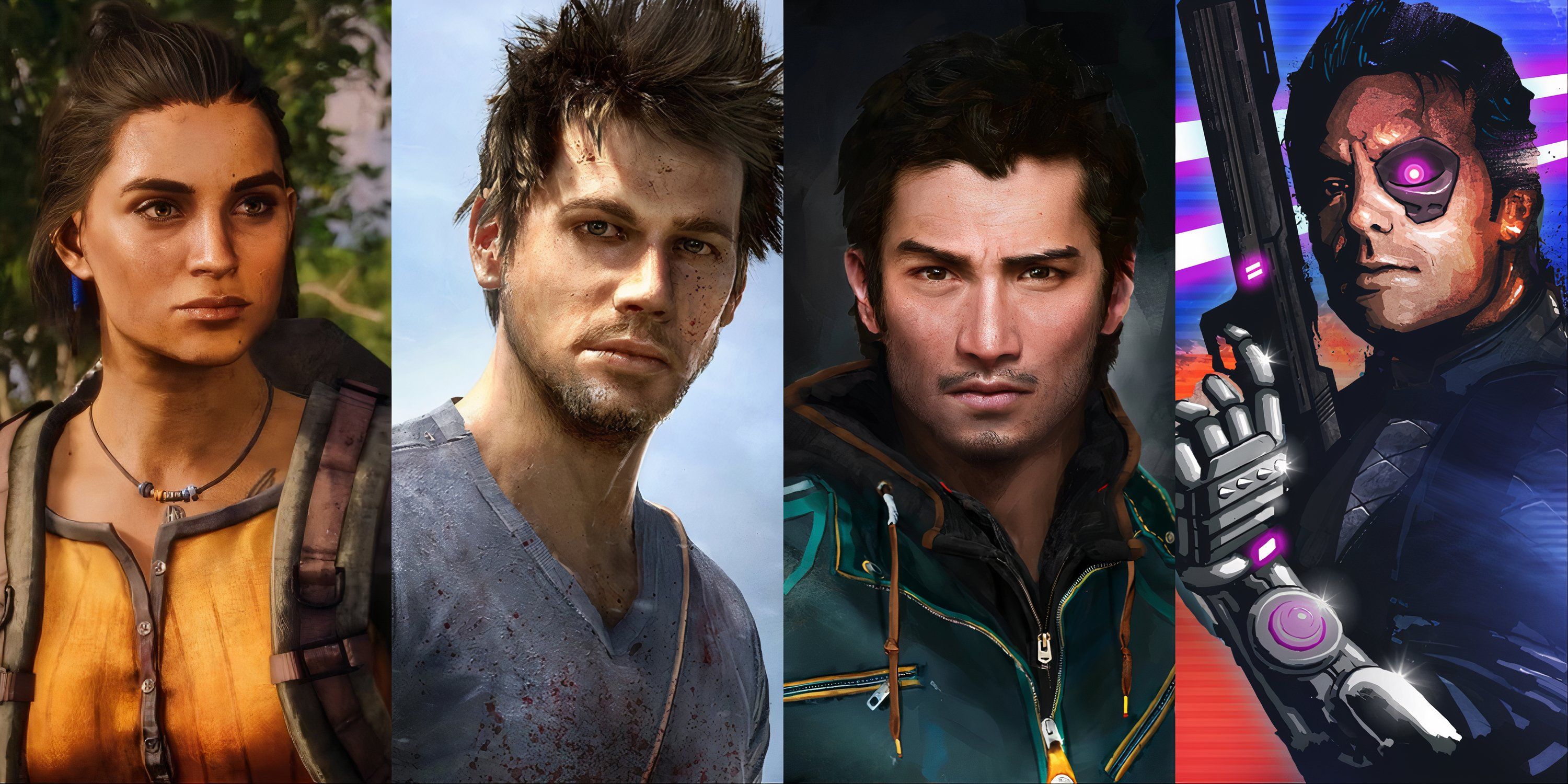 Split image of main protagonists from Far Cry games