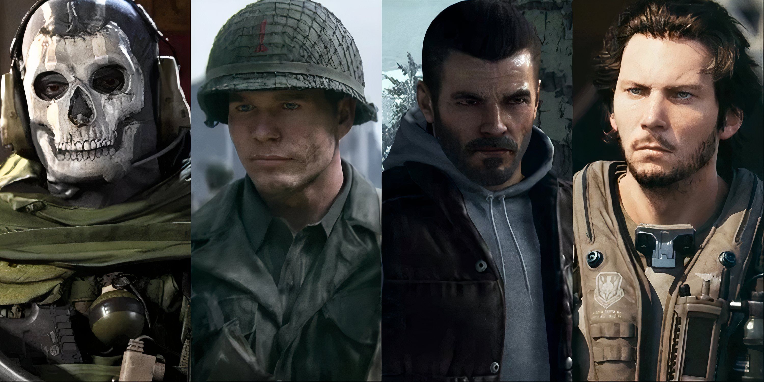 Split image of different protagonists in Call Of Duty games