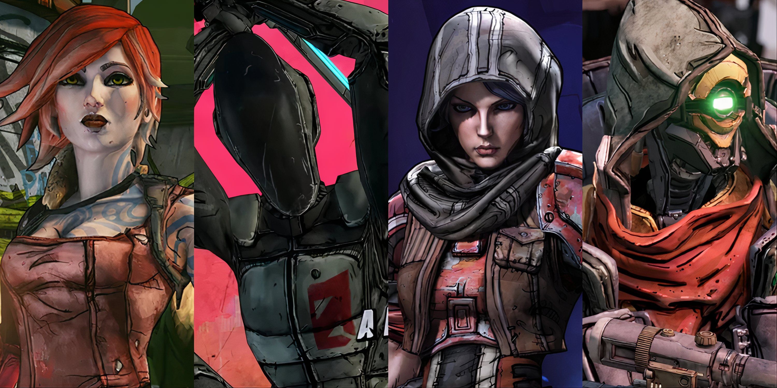 Split image of main protagonists from Borderlands games