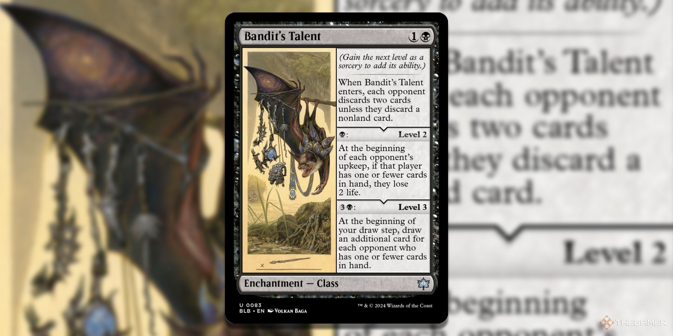 MTG Bandit's Talent card with the art in the background.