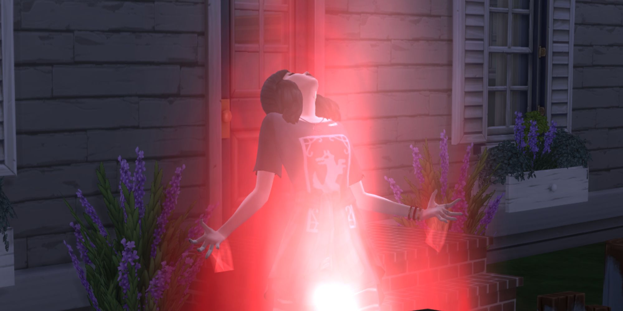 Image of a werewolf transforming outside from The Sims 4.