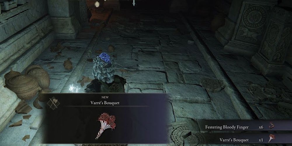 Player finding Varre's Bouquet in Elden Ring.