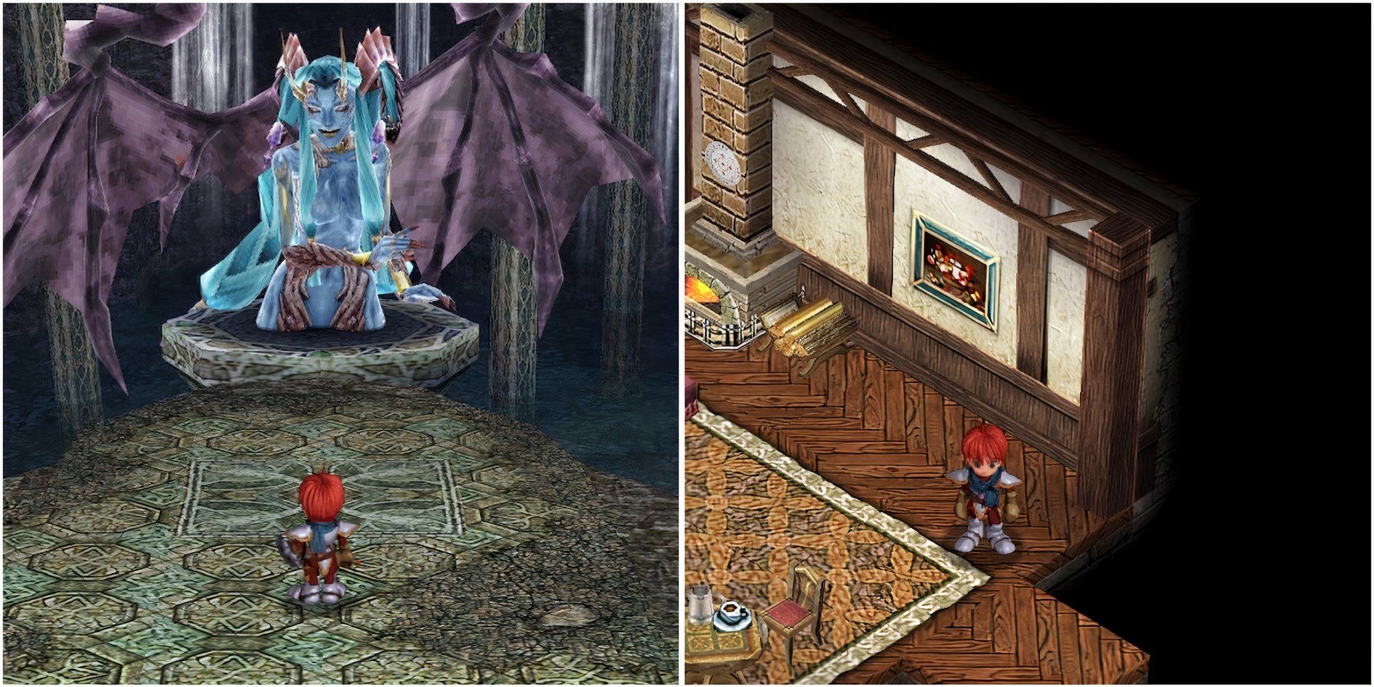 Fighting a boss and exploring a house in Ys Memoire The Oath in Felghana