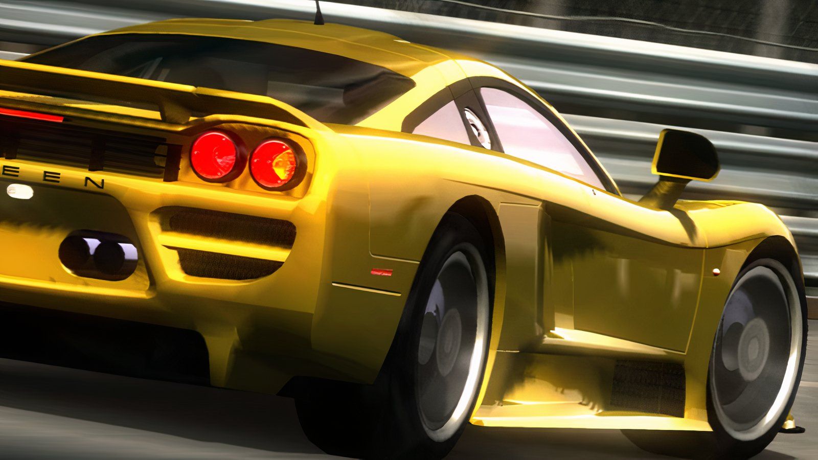 Project Gotham Racing 3 yellow car speeding down the road.