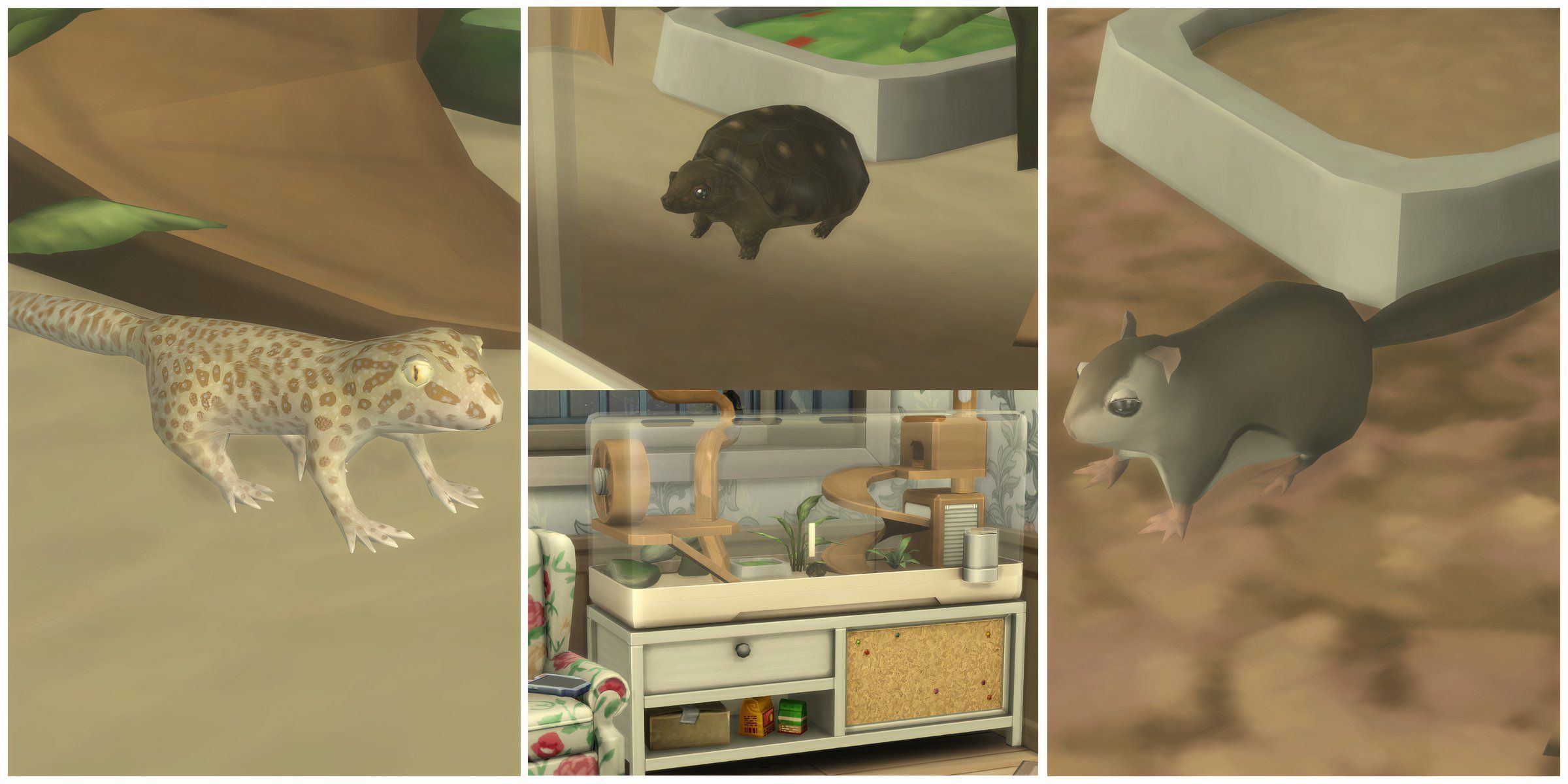 Three small animals and their enclosures from the Small Animal Packages mods