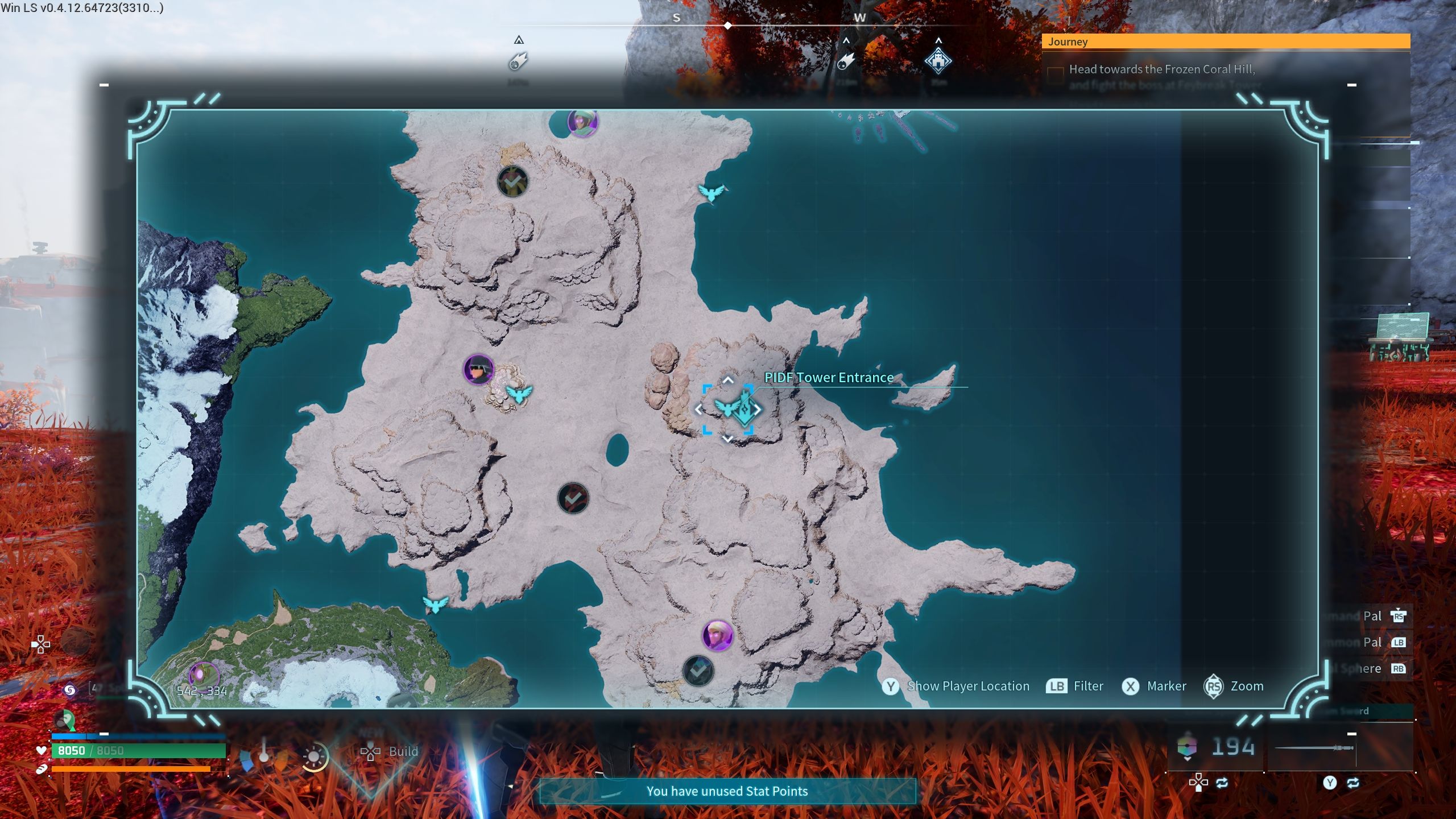 Map location of the second recommended place to farm the nightstar sand - Palworld