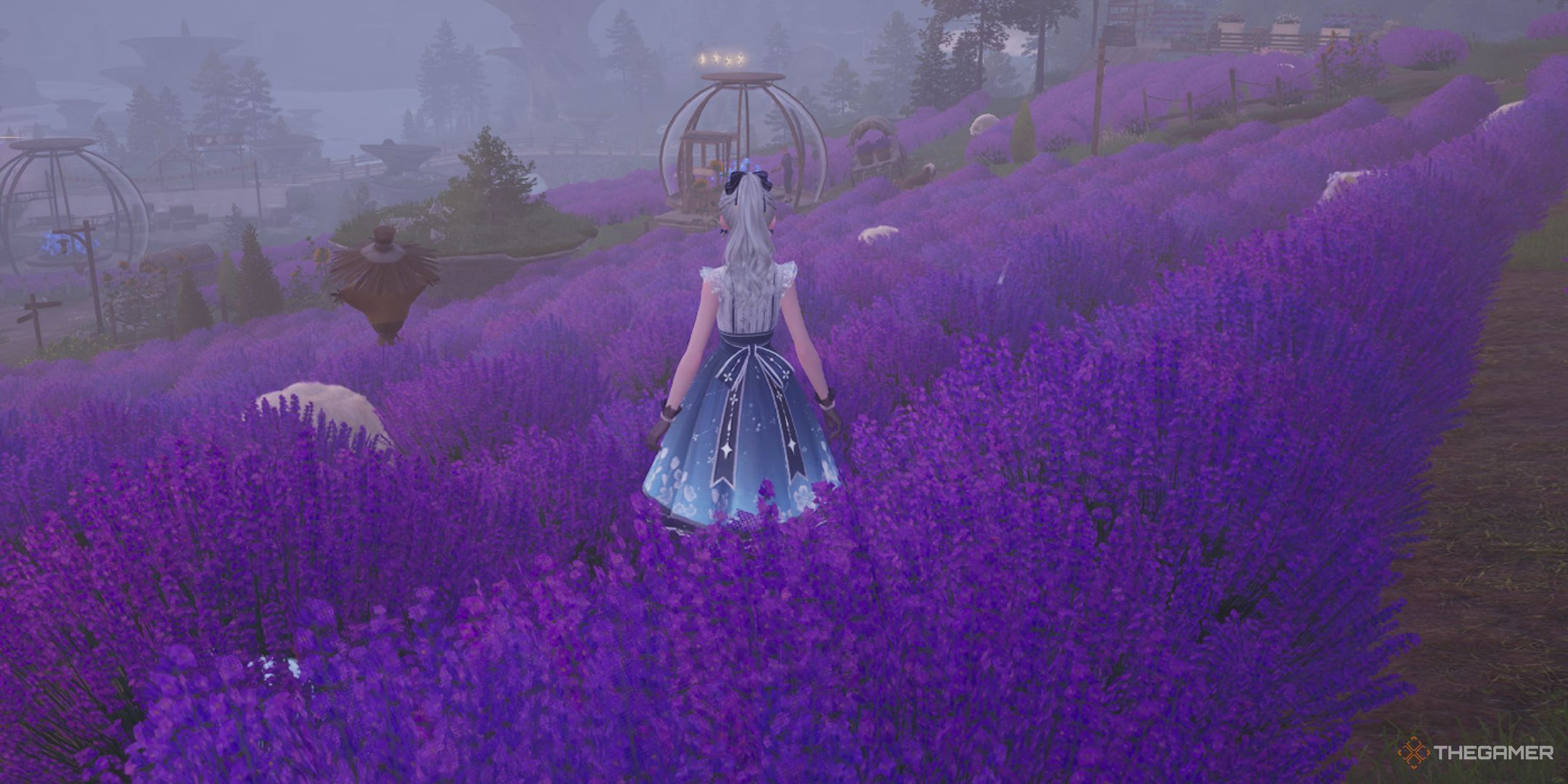 Nikki is standing between the Lavenfring Fields in Infinity Nikki.