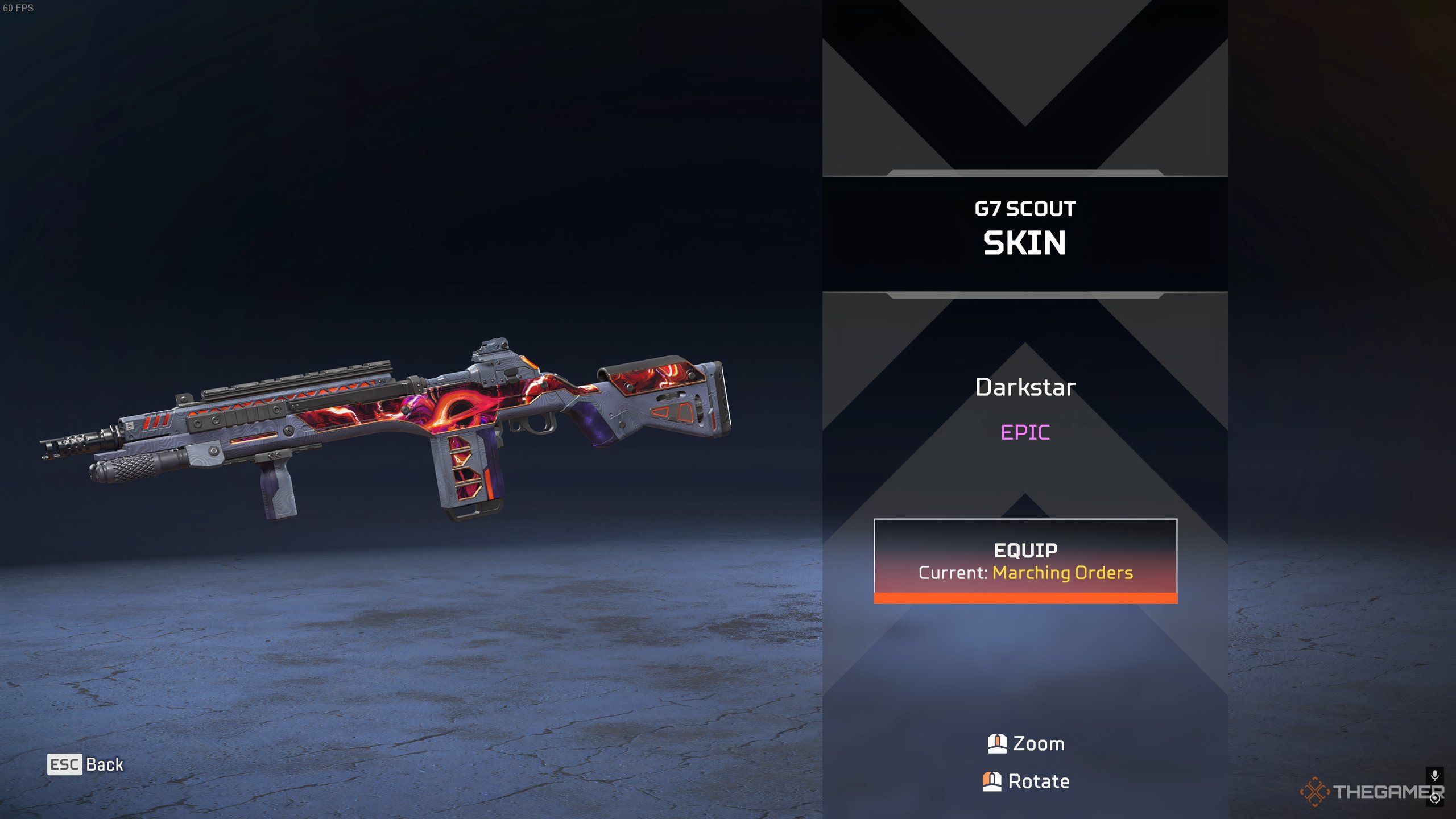 G7 Scout's Darkstar skin in the Astral Anomaly Event in Apex Legends. 