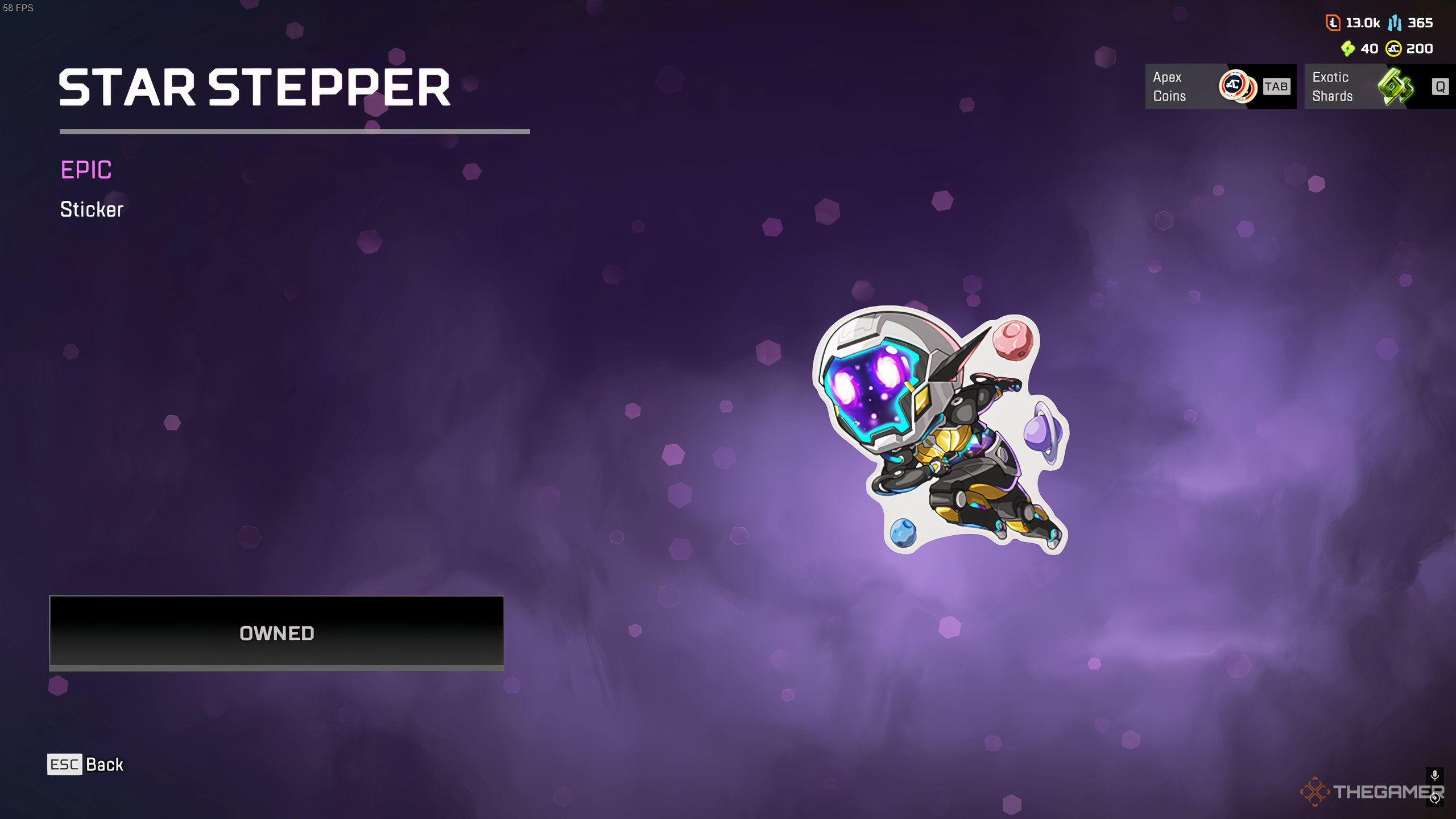 Star Stepper sticker from the Astral Anomaly Rewards Shop in Apex Legends.